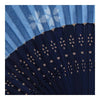 Gift Folding Fan Cotton Flax Sakura with Cover Blue