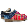 Alt Peking Stoff Bestickt Schuhe Kreuzstich Rot