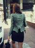 Vintage Hot Punk Grils Cool Rivet Studded Shoulder Motorcycle Denim Coat Jacket