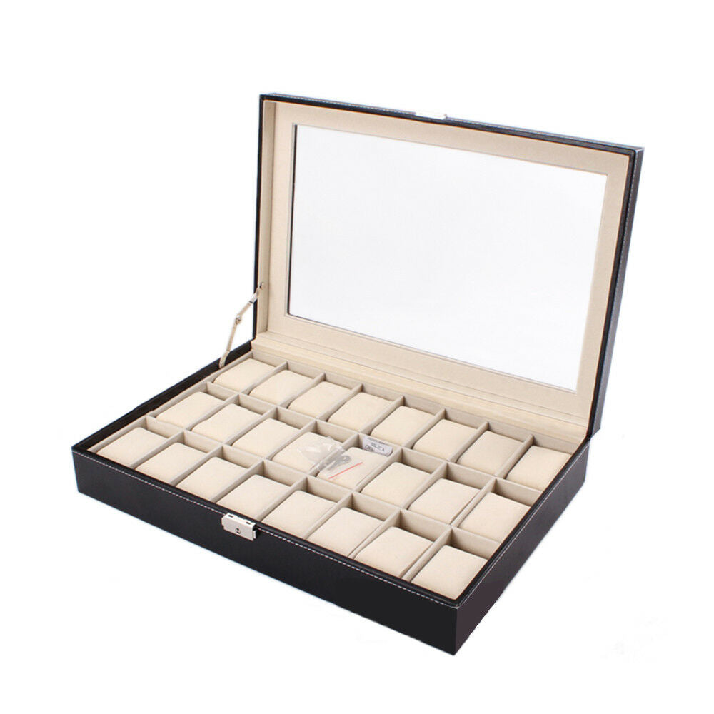 PU Watch Box Multifunctional Watch Storage Box 24 Positions