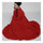 Big Peplum Floor-length Pleat Court Dress   red   S