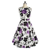 Hepburn Style Damen Kleid Schmal Vintage A-Linie Rock Lila