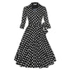 Hepburn Style A-line Dress Dot Big Peplum   black dot