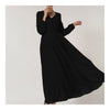 V-necked Chiffon Slim Middle Long Dress   black   S
