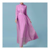 Long Sleeve Dress Stand Collar Macrame Pleat   light purple   S