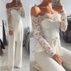 Romantic White Blue Black Eyelash Lace Strapless Jumpsuit Overalls