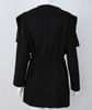 Damen Mode Schwarz Khaki Grau Großer Kragen Gebundener Bund Mantel Winterjacke
