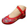 Chinese Embroidered Floral Shoes Women Ballerina Mary Jane Flat Ballet Cotton Lo