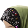 Dignified  Muslim Scarf Kerchief Hat Macrame Zircon Thin    khaki