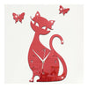 Reloj de Pared de Cuarzo Cuarto de Estar Creativo Lindo Gato Negro Espejo Rojo