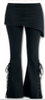 Noir Punk Gothique Plié Floral Dentelle sur Pantalon Jambes Larges Grande Taille
