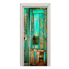 Door Sticker New 3D DIY PVC Waterproof  Door Wall Mural Green Plank qd013