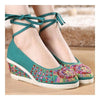 Old Beijing Cloth Embroidered Shoes Beads   green