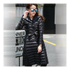 Hooded Thin Light Middle Long Down Coat Slim Woman    black