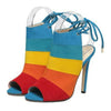 Cromático Color Arcoiris Sandalias Tacón Alto Gladiador Zapatos de Aguja Verano