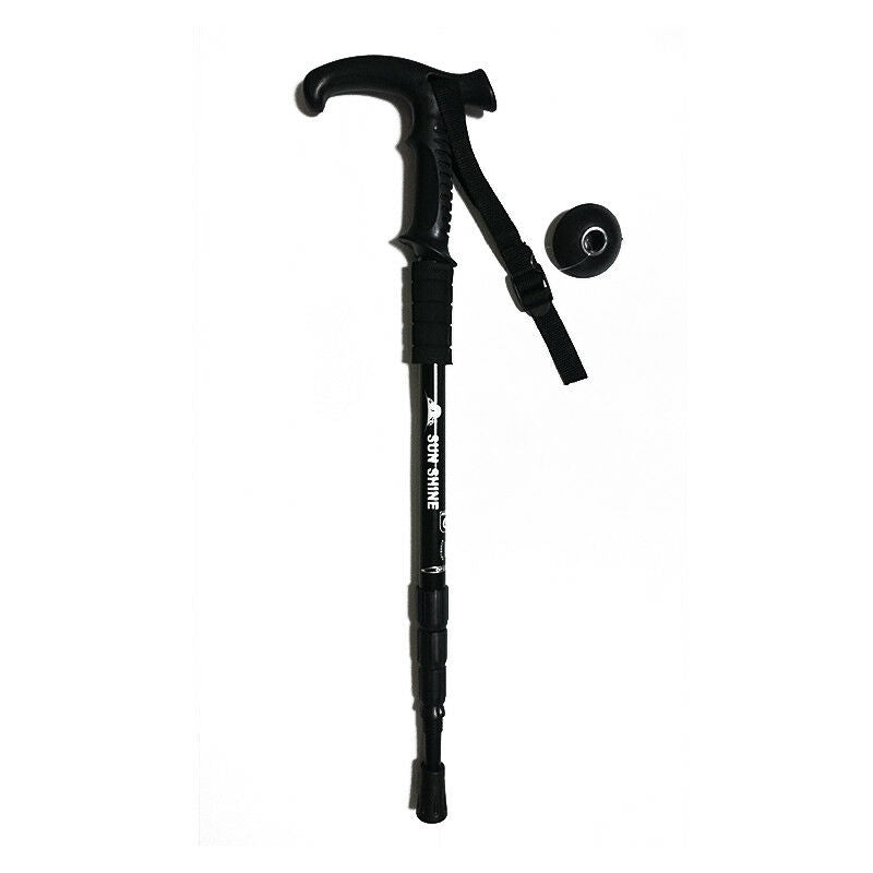 Anti-shock Aluminium Sunshine Telescopic Trekking Walking Cane Stick Alpenstock