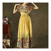 Ruffled collar Long Dress Leopard Print Gradient Ramp   S