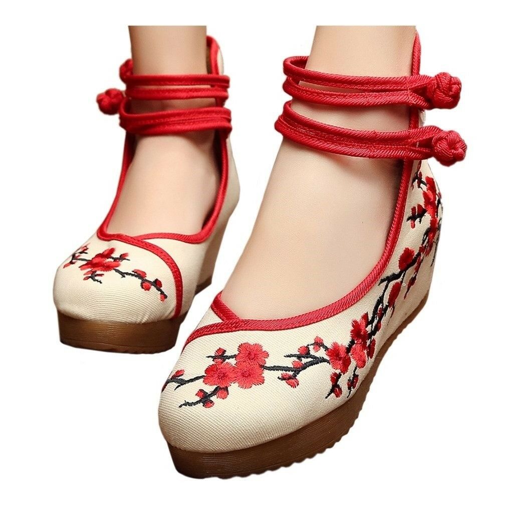 Old Beijing Cloth Shoes Plum Blossom Increased within   red