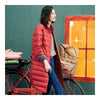 Middle Long Down Coat Woman Contrast Color Thin Light   rust red