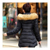 Woman Middle Long Slim Cotton Coat   black