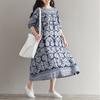 Boho Pteris Floral Highlander Linen Tunic Dress