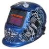 Solar Mig Welder Auto Darkening Welding Helmet in Shiny Blue Shade with Skull De