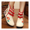 Vintage Beijing Cloth Shoes Embroidered Boots 12-01   beige with cotton  35