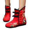 Peacock Vintage Beijing Cloth Shoes Embroidered Boots red 35
