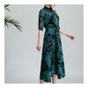 Court Vintage Cheongsam Middle Sleeve Middle Long Dress   S
