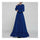 Big Peplum Floor-length Pleat Court Dress   blue  S