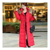 Long Down Coat Plus Size Big Fur Collar Slim Thick    red