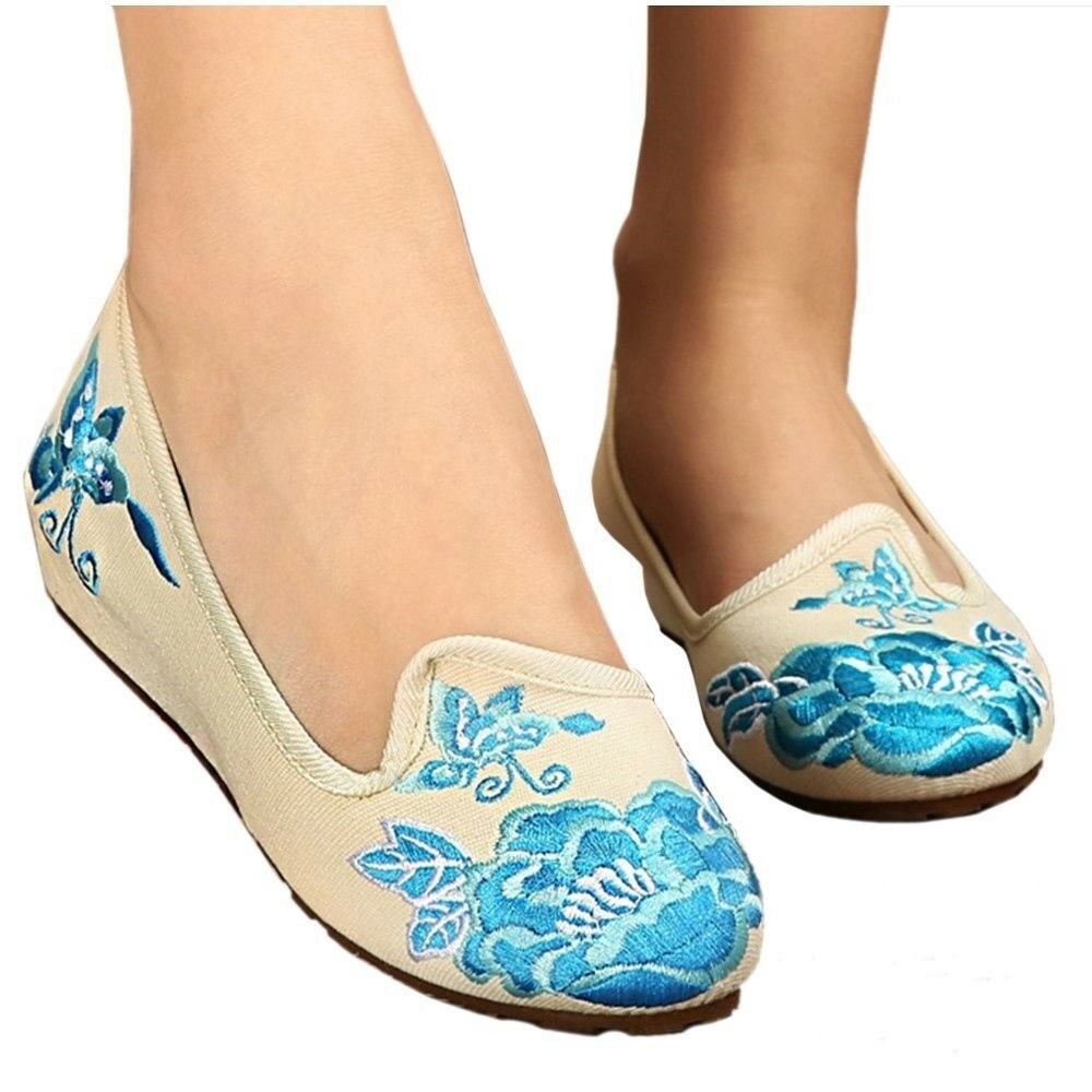 Old Beijing Cloth Embroidered Shoes Small White Shoes  white