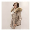 Loose Warm Woman Down Coat Slim Middle Long   beige