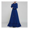 Big Peplum Longitud hasta Pies con Plisados de Salón Vestido AZUL S