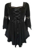 Plus Size Victorian Gothic Sweetheart Bell Sleeves Lace Corset Top T-shirt