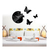 Creativo Cuarto de Estar Mariposa Reloj de Pared Espejo Acrílico Negro