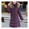 Plus Size Fur Collar Slim Thick Down Coat   purple