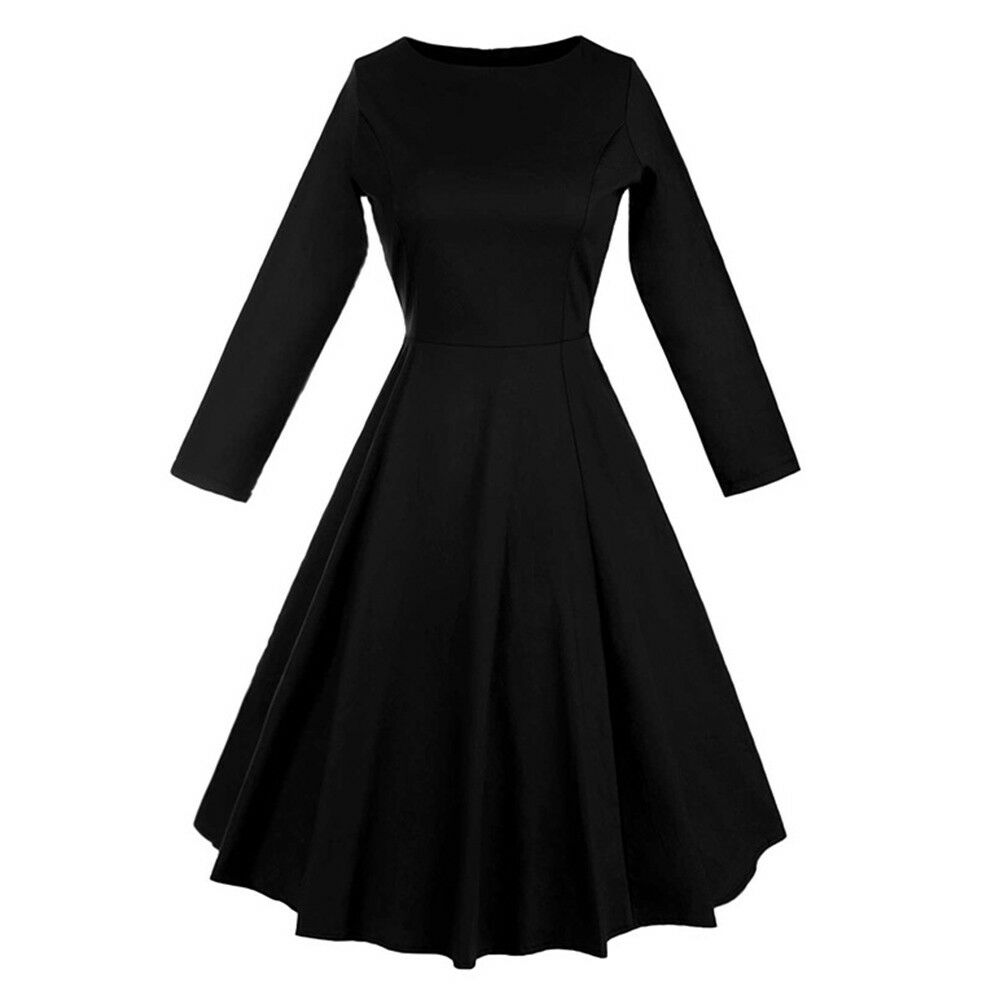 Bowknot Seventh Sleeve Round Collar Bubble Skirt   black
