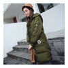 Winter Hoodied Loose Middle Long Down Coat    army green