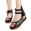 Vieux Beijing Chiffon Chaussures Brodé à Talon Haut Femme National Style