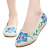 Old Beijing Cloth Embroidered Shoes 5 Petal Flower  white