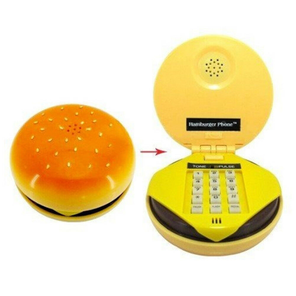 Funky Dial Retro Cord Hamburger Telephone Phone Vintage Novelty Gift Kids Home