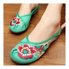 Hibiscus Mutabilis Old Beijing Cloth Embroidered Shoes   green