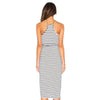 Deep V-necked Stripe Suspender Swallow-tailed Dress
