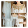 Court Style Heavy Industrial White Chiffon Long Dress  S