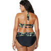 Sexy Black Tropical Floral Halter Bandeau Bikini Set Tankini Swimwear Swimsuit