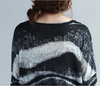Fashion Black Wave Pattern Oversized Tunic Casual Dress