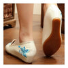 Butterfly with Flower Pointed Last Slipsole Old Beijing Cloth Shoes   beige