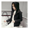 Hooded Down Coat Woman Slim Warm Screw Thread Chic   black