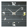 Super Grand Acrylique Horloge Murale Diy Miroir Chiffre Argent